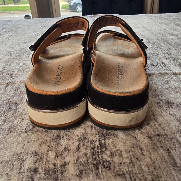 Vionic Brandie Sandals Womens Size 7 Black Platform Slide Double Strap Orthotic - Picture 5 of 9